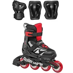 Ролики з комплектом захимту Rollerblade Microblade Combo 28-32 Чорний-Червоний