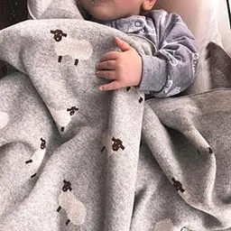 Плед Дитячий Lovely Svi Бавовна 80х100 см В'язаний Сірий Вівці (3180223) - мініатюра 5
