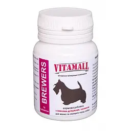 Кормова добавка VitamAll з пивними дріжджами та часником, для малих і середніх порід собак, 70 табл