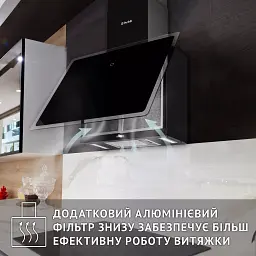 Витяжка декоративна похила Perfelli RIVA NERO - мініатюра 7