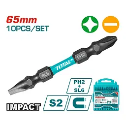 Викрутні насадки ударні Total TACIM16HL133 PH2+SL6, 65 мм 10 шт.