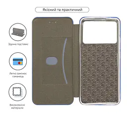 Чехол-книжка для Xiaomi Poco X6 Pro 5G, G-Case, синий, кожаный чехол-книга из экокожи (PU) и TPU, с магнитом, с подставкой и вместительным кардхолдером, противоударный, защита всего корпуса, ArmorStandart (ARM73369) - мініатюра 3