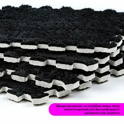 Підлога-пазл плюшевий ЧОРНИЙ 30x30x1cm (D) SW-00002078 - мініатюра 5