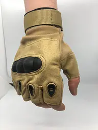 Моторукавички без пальців Combat на липучці спортивні (Пісочний) XL - мініатюра 3