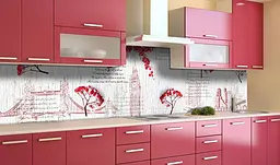 Вініловий кухонний фартух Калина Лондон наклейка для кухні ПВХ червоні Ягоди Happy Pocket Z181703 - мініатюра 2