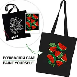 Екосумка-розмальовка, чорна, Кавуни , бавовна 200 г/м2, 38х42см, ROSA Talent