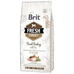 Сухий корм Brit Fresh для дорослих собак, із зайвою вагою, з індичкою та горохом, 12 кг