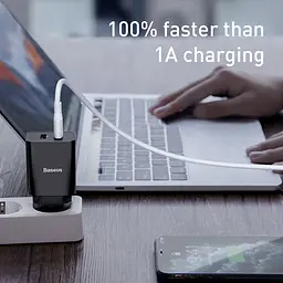 Адаптер мережевий BASEUS Speed Mini Dual U Charger 2 USB 10.5 W (CCFS-R01) чорний - мініатюра 5