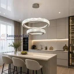 Золота підвісна LED-люстра Diasha 583-600+400G, 2 кільця, 152Вт, 60 см, до 21 м²