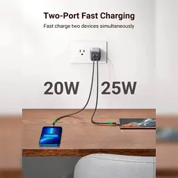 Зарядний пристрій Ugreen 2xUSB 40W GAN (Type-C 25W+20W) PD CD294 (90573) - мініатюра 2