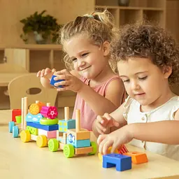 Дерев'яна каталка Viga Toys Поїзд із блоків (50089) - мініатюра 3