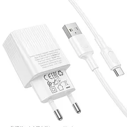 МЗП Borofone BAS71A Source 10.5W (1USB-A) + кабель USB to Type-C White - мініатюра 3