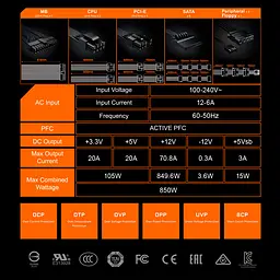 Блок живлення Gigabyte P850GM 850W (GP-P850GM) [93745] - мініатюра 10