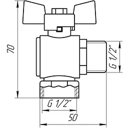 Кран кульовий Q Professional 1/2″ нв КБ кутовий Q154 PN40 - мініатюра 4