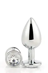Анальна пробка Gleaming Love Silver Plug Medium 8.3 см (прозорий) - мініатюра 2