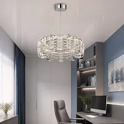 Хромована кришталева LED люстра Linisoln 559-500 CH 55 Вт з пультом-димером та 3 температурами світла