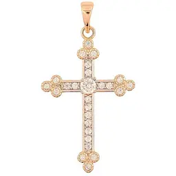 Кулон XUPING Позолота 18K + Родій "Хрест з цирконієм" для ланцюжка 271592