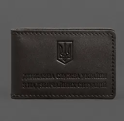 Шкіряна обкладинка на посвідчення ДСНС з кишенею темно-коричнева