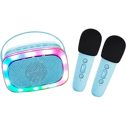 Караоке Lalarma з підсвічуванням та двома мікрофонами синє (LAR-KARATWO-WLIGHTS-BLUE)