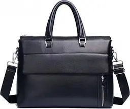 Чоловіча сумка-портфель Tiding Bag шкіряна Чорна