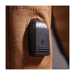 Сумка Vintage Чоловіча через плече з кабелем USB текстильна Коричнева (21222) - мініатюра 9
