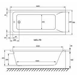 Ванна акрилова Volle Solo 160x70 1210.001670 Білий - мініатюра 2