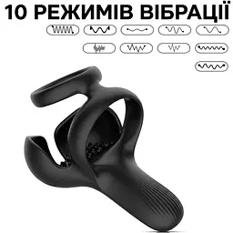 Smart насадка на член для відтермінування еякуляції силіконова зі стимулятором мошонки Чорна - мініатюра 4