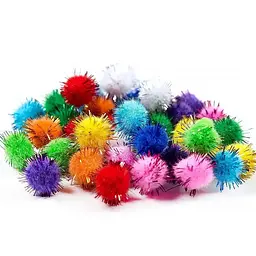 Декоративні помпони з люрексом для творчості Bambi Pom-poms-1.5, d-15 мм, 54 шт