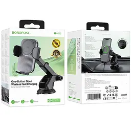 Автотримач з БЗП Borofone BH222 Leading 15W (center console) Black/Metal gray - мініатюра 5
