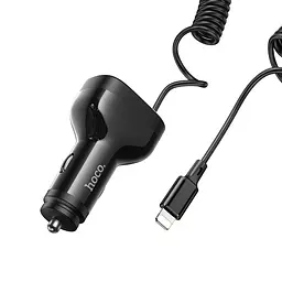 Автомобільний зарядний пристрій Hoco NZ11A 2USB/Type-C PD 30W чорний + кабель Lightning - мініатюра 6