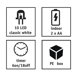 Гірлянда Luca Lighting Сніжинка, струна, 1,3 м, класична біла, 10 LED 2AA, таймер (8720967822874) - мініатюра 3
