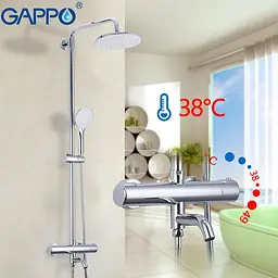 Душова система з термостатом Gappo G2490, вилив - перемикач на лійку, хром - мініатюра 2