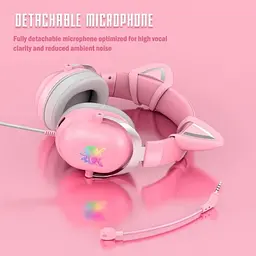 Дротова ігрова гарнітура Onikuma Gaming CAT with LED X11, USB, 3.5mm, 2.2m, pink - мініатюра 3