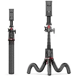 Штатив RTAKO C03 Octopus Extendable Tripod Selfie Stick (with Detachable Phone Holder) Black (6942063212416)