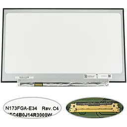 Матриця 17.3 N173FGA-E34 Rev C4 1600х900, 30pineDP, LED, SLIM без планок та вушек, матова, роз'єм ліворуч знизу для ноутбука