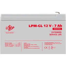 Акумулятор LogicPower LPM-GL 12V - 7 Ah GEL - мініатюра 2