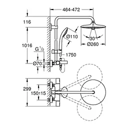Душова система термостатична Grohe QuickFix Vitalio Joy System 260 27860001, Хром - мініатюра 2
