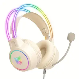 Накладні ігрові навушники Onikuma X15 Pro дротові з гарнітурою та RGB-підсвіткою білі
