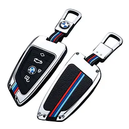Чохол ключа BMW срібний з декоративними смужками у стилі BMW M карабін (метал) - мініатюра 2