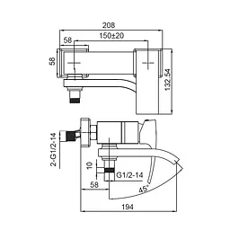 Змішувач для ванни Koer KB-41007-01 (KR3454) - мініатюра 2