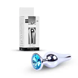 Анальна пробка із кристалом B-Series Jewellery Silver Butt Plug Light Blue, 9,3х3 см, блакитний - мініатюра 8