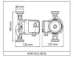 Рециркуляційний насос Koer Kp.RP-25/6-180 Ss (з гайками) KP2795 - мініатюра 3
