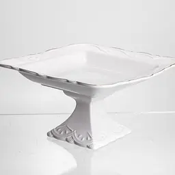 Фруктовница на ножке White Square 21,5*21,5 см фарфоровая квадратная Yiwu 120-YH-HG057 - миниатюра 3