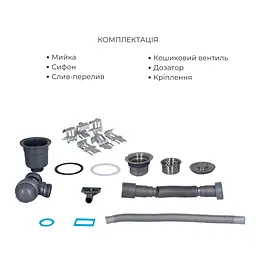 Кухонна мийка Lidz Handmade H7849L інтегрована крило зліва Brushed у комплекті з дозатором та корзиною, Нержавіюча сталь - мініатюра 6