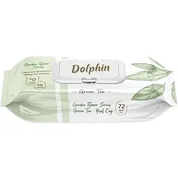 Вологі серветки Dolphin Green Tea з клапаном 72 шт.