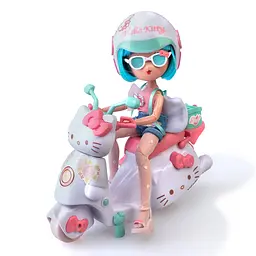 Дитяча лялька "Красуня Пінк на скутері" 4SF Manga Dolls HKTF3000 серії "Hello Kitty" - мініатюра 2