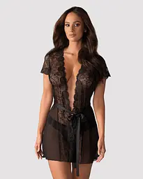 Пеньюар Obsessive Alluria peignoir & thong, L/XL