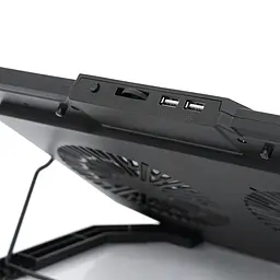Підставка під ноутбук IceCoorel F8, 10-17", 2*125mm 1200±10% RPM, корпус пластик+алюміній, 2xUSB 2.0, 415x293x26.5mm, RGB, Box Q10 - мініатюра 3
