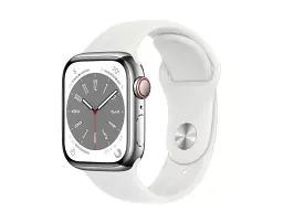 Смарт-годинник Apple Watch Series 8 GPS + Cellular 45mm Silver S. Steel Case w. White S. Band (MNKE3) - мініатюра 1