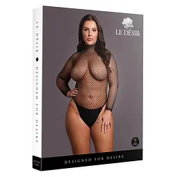Боді з рукавом Le Désir With Fishnet Structure, Plus Size (чорний) - мініатюра 10